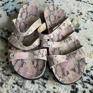 SAS Pink and Gray Snakeskin Sandals